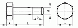 Esquema del tornillo estructural EN 14399-3 (HR)