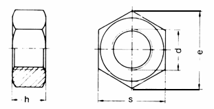 Esquema de la tuerca hexagonal DIN 6915