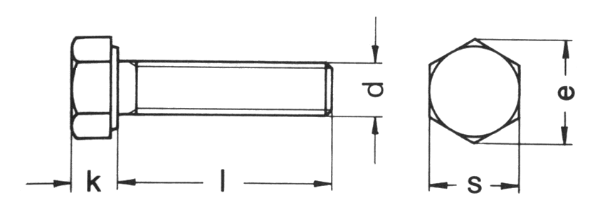 Esquema del tornillo DIN 961 de rosca fina completa