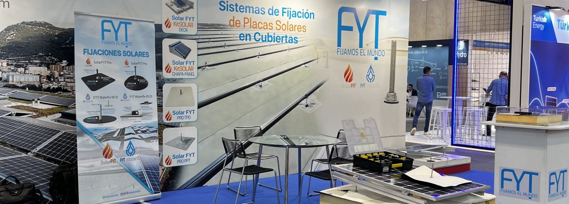 Soportes para paneles solares expuestos por Fijaciones FYT en Genera 2024